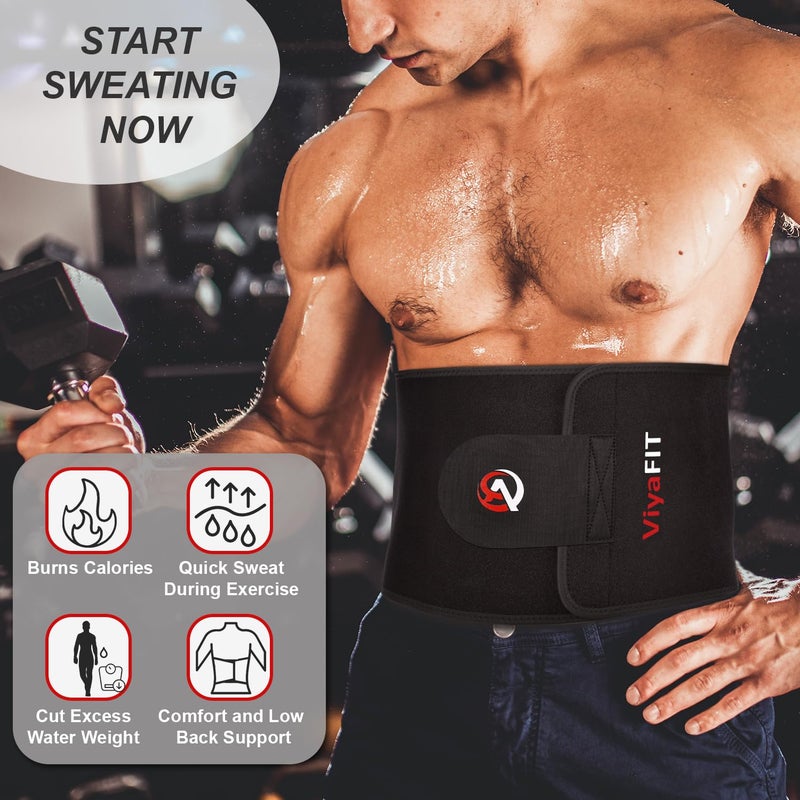 Viyafit Waist Trimmer Belt, Premium Waist Trainer for Women & Men Weight Loss Red - Image 2