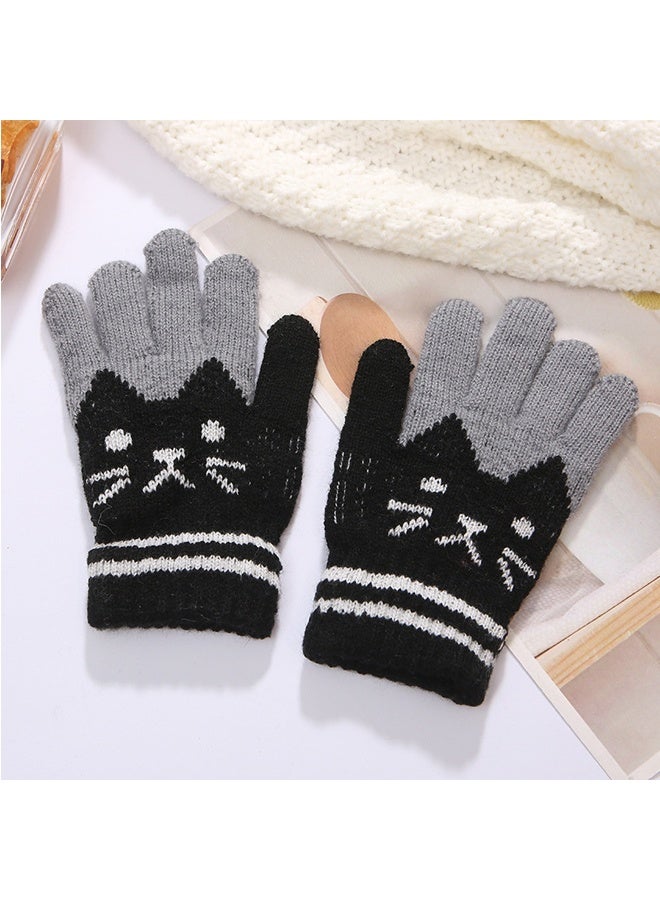 2 Pairs Kids Winter Gloves Full Finger Knitted Gloves Warm Stretchy Mittens for Boys Girls Supplies - Image 3