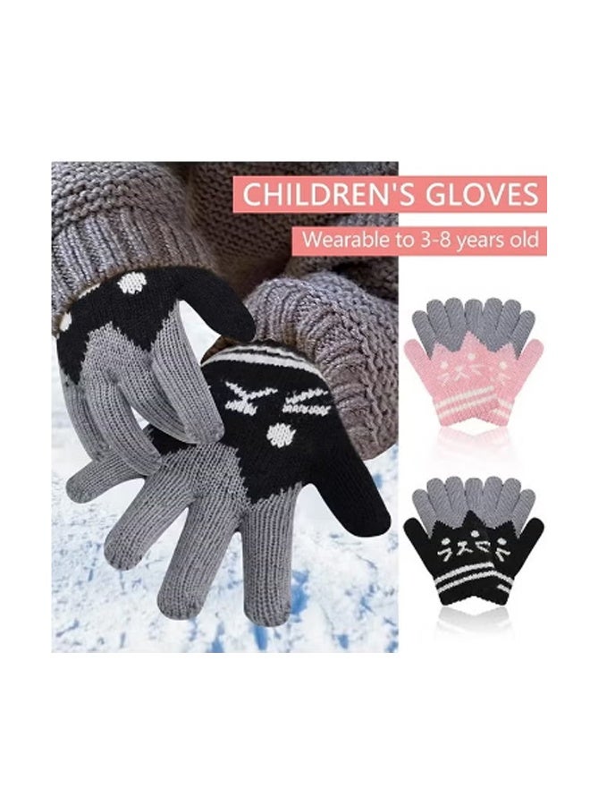 2 Pairs Kids Winter Gloves Full Finger Knitted Gloves Warm Stretchy Mittens for Boys Girls Supplies - Image 5