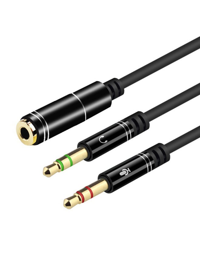 3.5 Audio Patch Cord One-to-two Converter Desktop Computer Laptop Headset Microphone Connection Two-in-one-Interface Form:0.33 M Silver  - Image 2