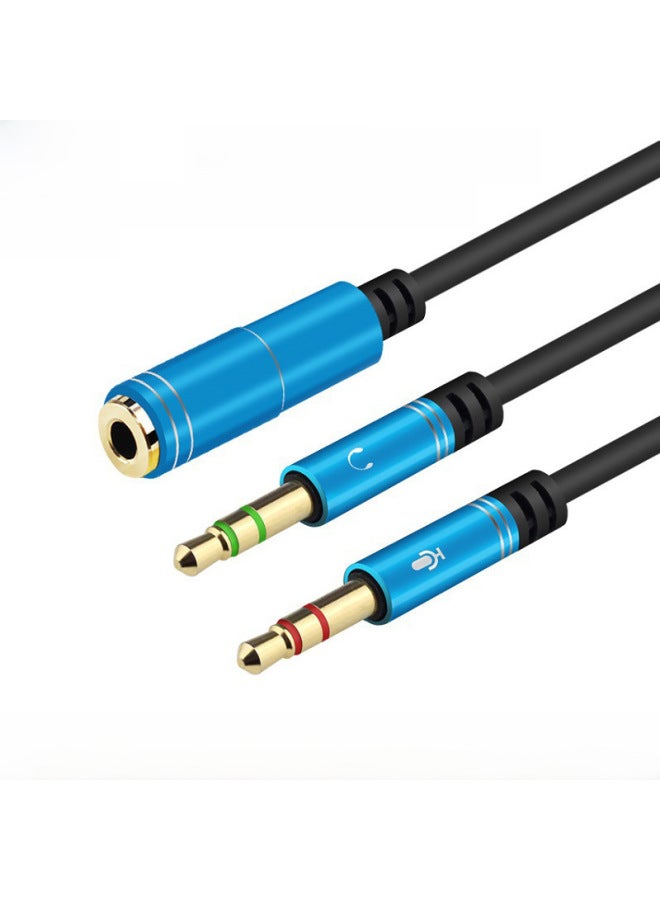 3.5 Audio Patch Cord One-to-two Converter Desktop Computer Laptop Headset Microphone Connection Two-in-one-Interface Form:0.33 M Silver  - Image 1