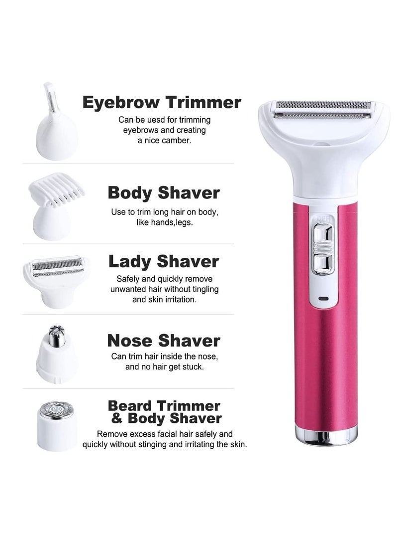 Electric Razor for Women Painless Rechargeable Portable 5 in 1 Womens Razors Set  Removal for Body Nose Face Eyebrow Legs Armpit Bikini Area Pubic Underarms Shavers - Image 3