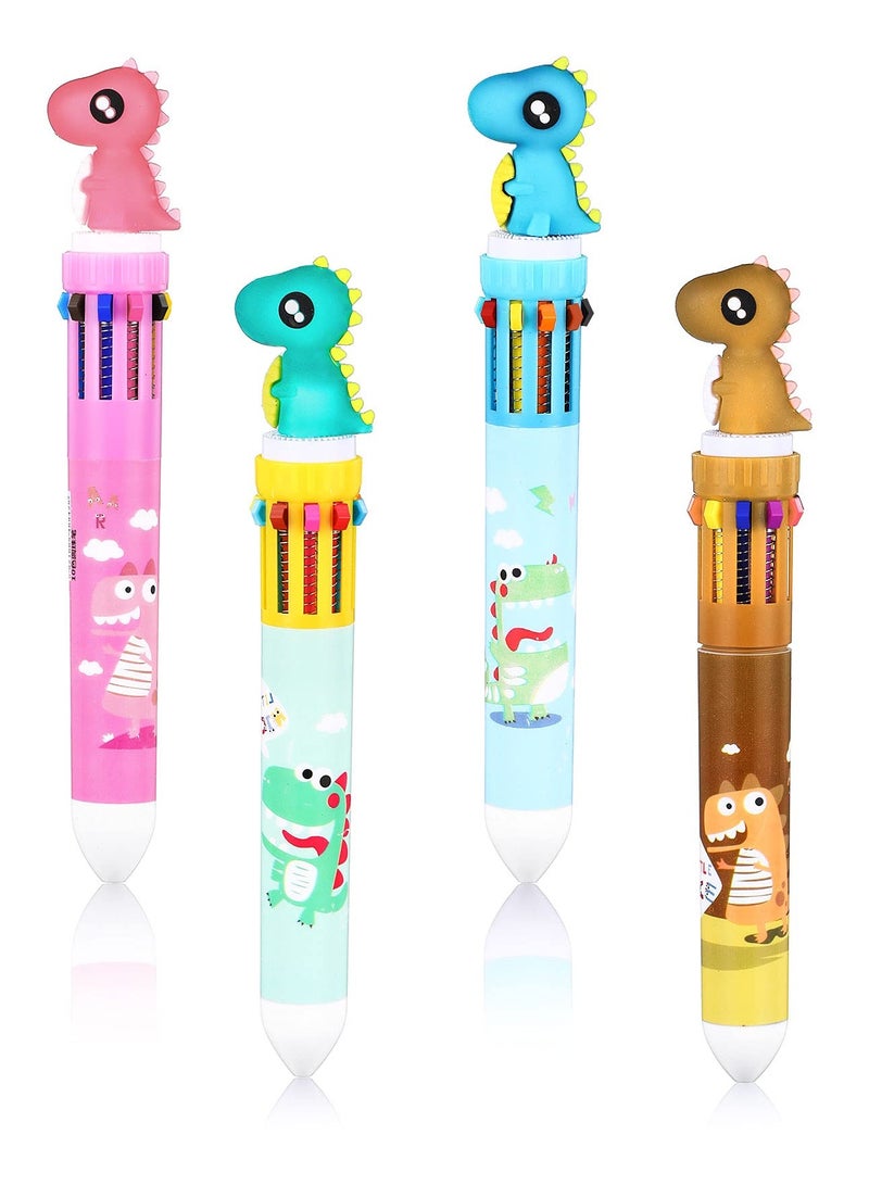 SOLARAE 4pcs Fun Pen, Ballpoint Pen, Animal Shape Design Cartoon Pen for School Office Home Student Children Gift Stationery (Dinosaur) - Image 1