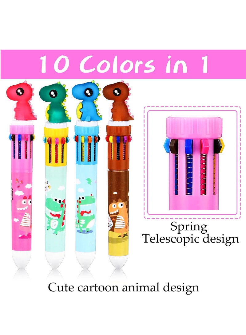 SOLARAE 4pcs Fun Pen, Ballpoint Pen, Animal Shape Design Cartoon Pen for School Office Home Student Children Gift Stationery (Dinosaur) - Image 3