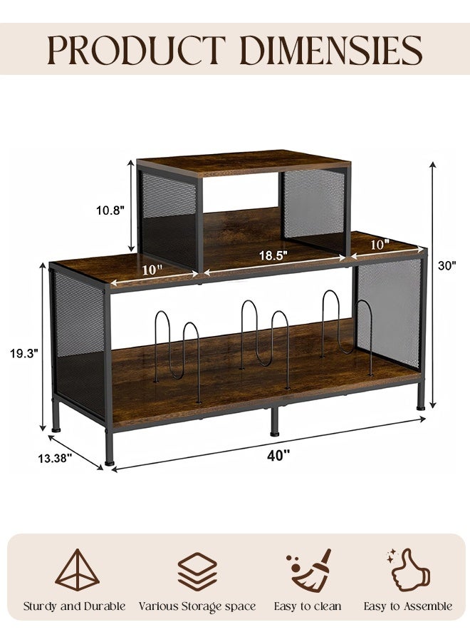Forthcan Vintage Record Player Stand with Large Vinyl Storage, Holds 150–250 LPs, Adjustable Dividers, Side Display Shelves, Wooden & Metal Turntable Table for Living Room, Bedroom or Office - Image 5