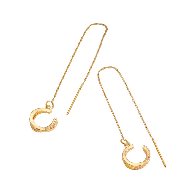ofeankri Long Tassel Cross Zircon Ear Clip for Women, Luxurious C-Shaped Earring with Zircon Accents - Image 5