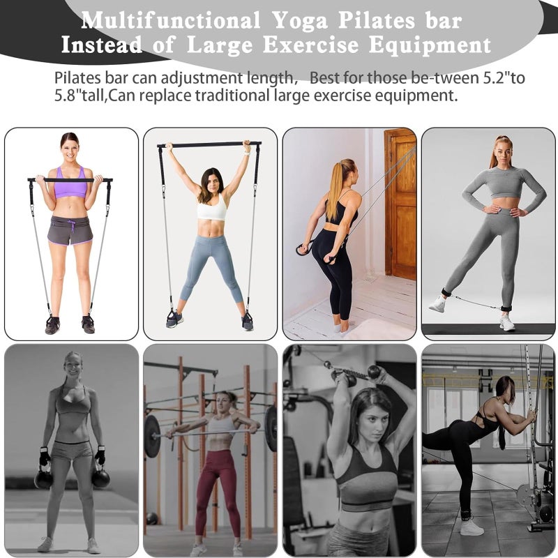 Bbtops Pilates Bar Kit with Resistance Bands, Flexbands Kit Exercise Fitness Equipment for Women & Men Home Gym Yoga, Multifunctional Pilates Bar Full Body Workout Equipment Black - Image 4