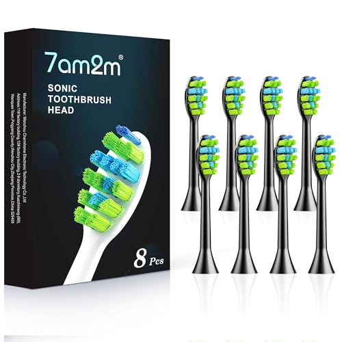 7AM2M AM100/AM105/AM111 Electric Toothbrush Brush Heads x 8 for 7AM2M Electric Toothbrush ONLY (Black) - Image 1