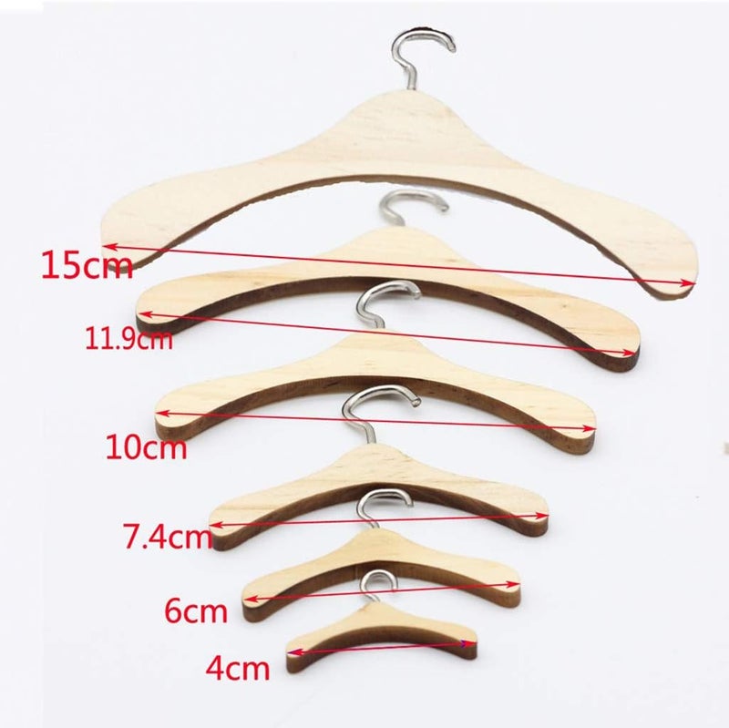 كلاراكو علاقات ملابس خشبية لبيت الدمى، مناسبة لدمى SD1/4 وSD1/6، مصنوعة من الخشب، بطول 4 سم. - Image 5