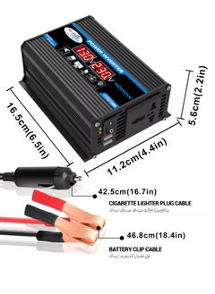 spa luxetique 4000W Car Power Inverter DC 12V to AC 220V Converter Modified Sine Wave Inverter High Frequency Watt Power Charger Inverter with Dual USB Port Battery Clips Display Screen  - Image 5