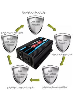 spa luxetique 4000W Car Power Inverter DC 12V to AC 220V Converter Modified Sine Wave Inverter High Frequency Watt Power Charger Inverter with Dual USB Port Battery Clips Display Screen  - Image 4