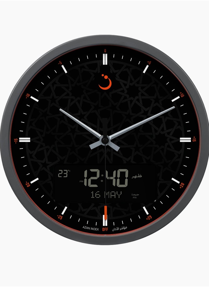 Alfajr - Al-Fajr Wall Clock CR-23 Round and Large Analog and Screen to Display the Prayer Time and Date with Multiple Sounds for the Azan - Image 1