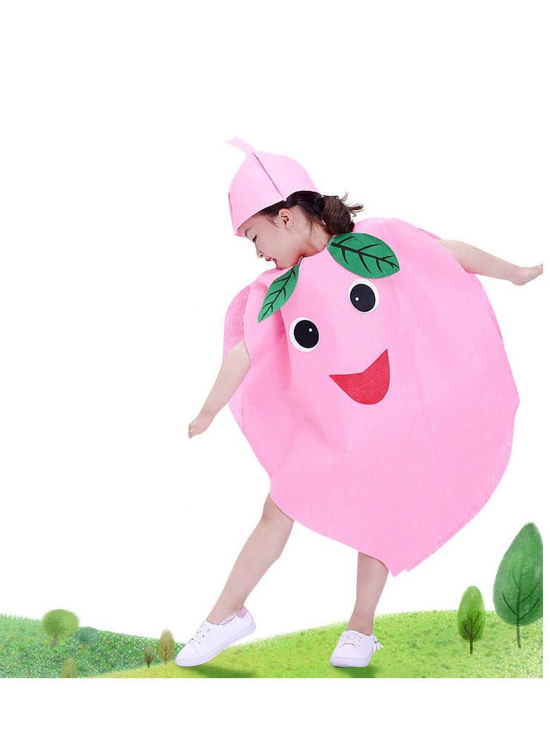 Kids Fruits Vegetables and Nature costumes Suits outfits Fancy Dress Party Boys Girls Costume with Hat Handmade Clothes Fruit Juicy peach - Image 1
