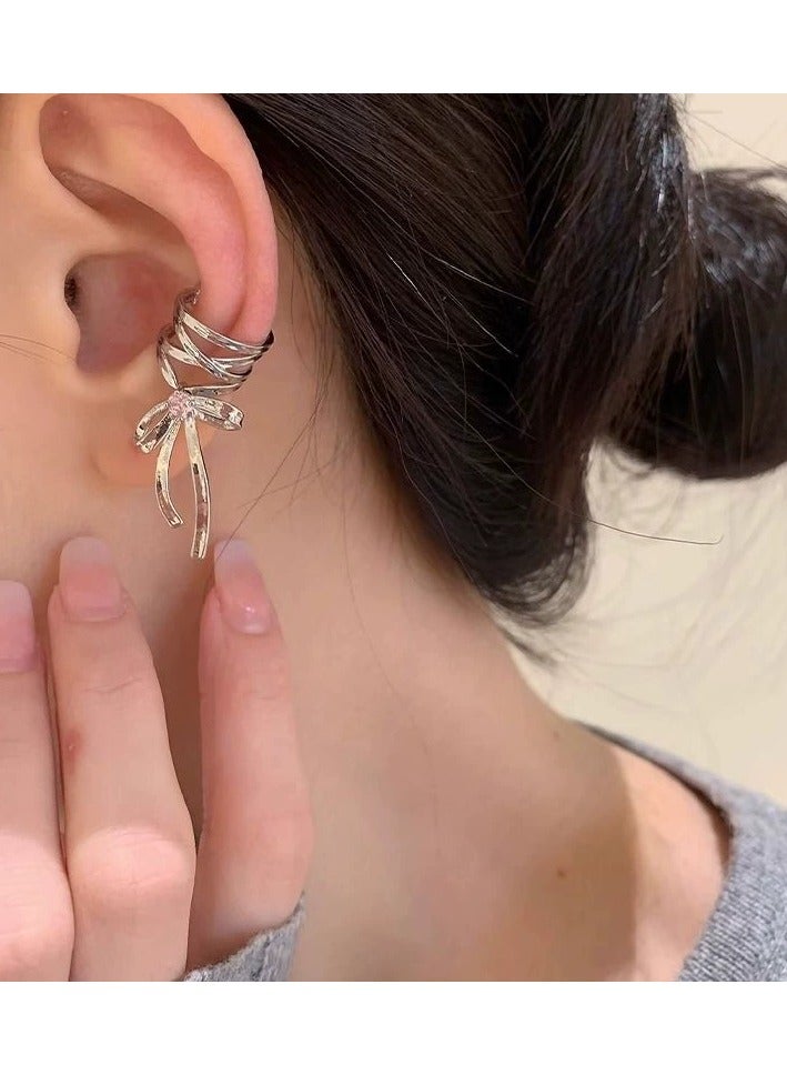 Goolsky أقراط كليب على شكل صليب مجوف بتصميم شريطي – تصميم رائع مستوحى من الباليه، بدون ثقب، هدية مثالية للنساء، للاستخدام اليومي/الحفلات - Image 3