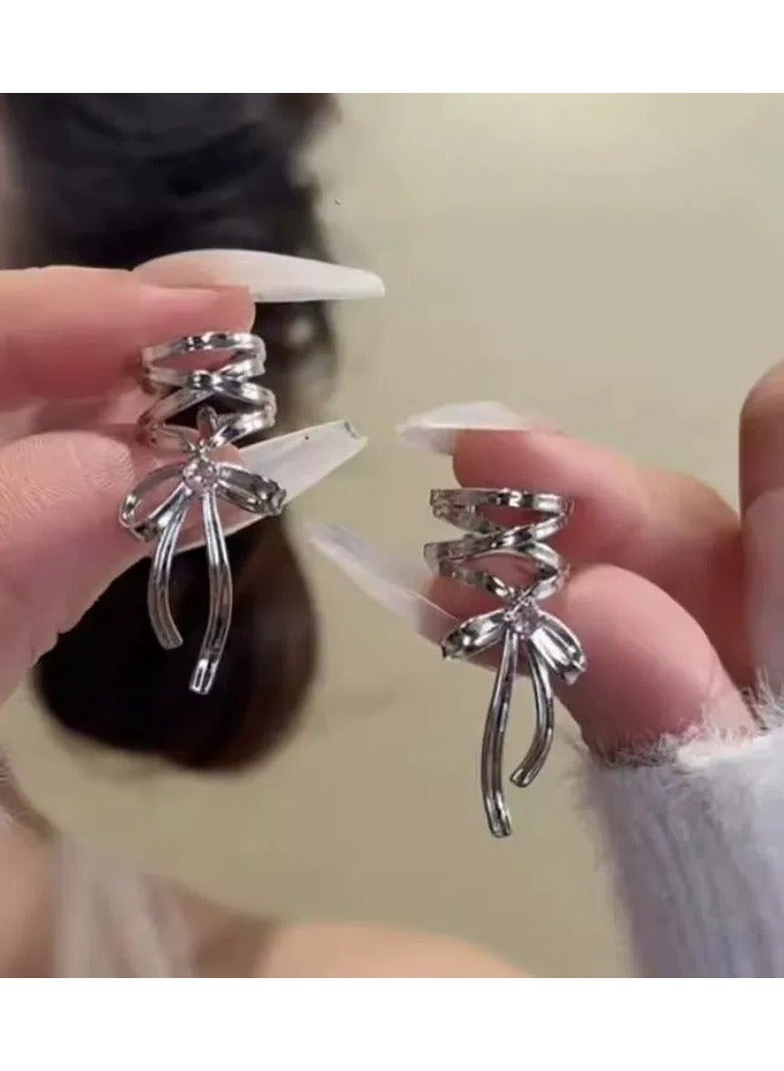 Goolsky أقراط كليب على شكل صليب مجوف بتصميم شريطي – تصميم رائع مستوحى من الباليه، بدون ثقب، هدية مثالية للنساء، للاستخدام اليومي/الحفلات - Image 4