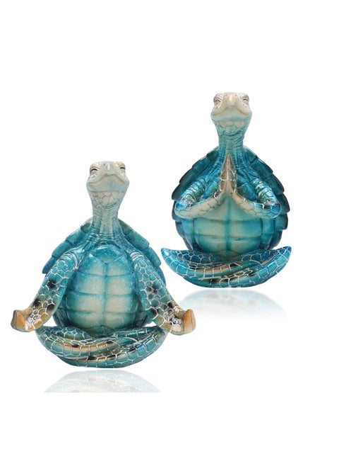 Sea Turtle Meditating Yoga Figurines, Yoga Sea Turtle Figurine Statues for Meditating, for Living Room Office Bedroom Decoration and Spiritual Garden Room