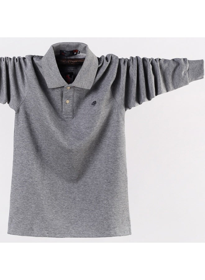 Big Size Men Long Sleeve Polo Shirt  Autumn Winter Men  Fashion Casual Loose Cotton Tops Solid Color Polo Shirt - Image 1
