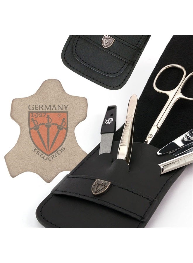 3 Swords Germany brand quality 5 piece manicure pedicure grooming kit set for professional finger & toe nail care scissors clipper genuine leather case in gift box, Made in Solingen Germany (71103) - Image 3