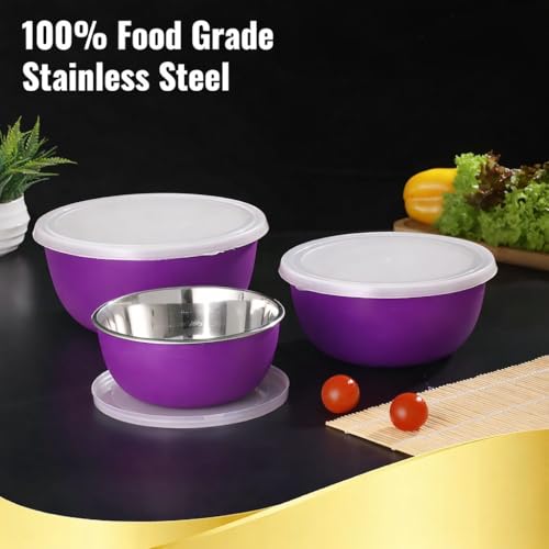 Zaib Microwave Safe Stainless Steel Euro Mixing Bowl with Lid for Kitchen Food Storage Pack of 3 Pcs Capacity, 500 ml, 800 ml, 1250 ml - Image 4