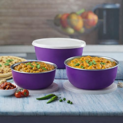 Zaib Microwave Safe Stainless Steel Euro Mixing Bowl with Lid for Kitchen Food Storage Pack of 3 Pcs Capacity, 500 ml, 800 ml, 1250 ml - Image 5