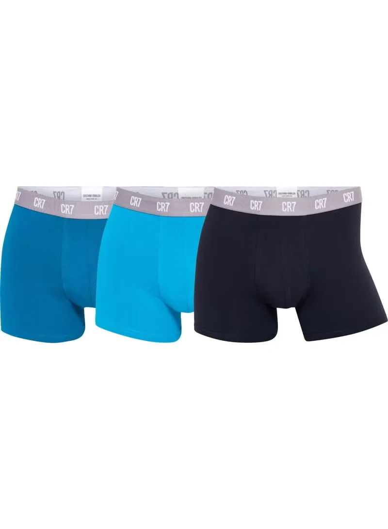 سي ار7 CR7 Basic Organic Cotton Trunks for Men, Comfortable Fit with Soft Elastic Waistband, 3-Pack