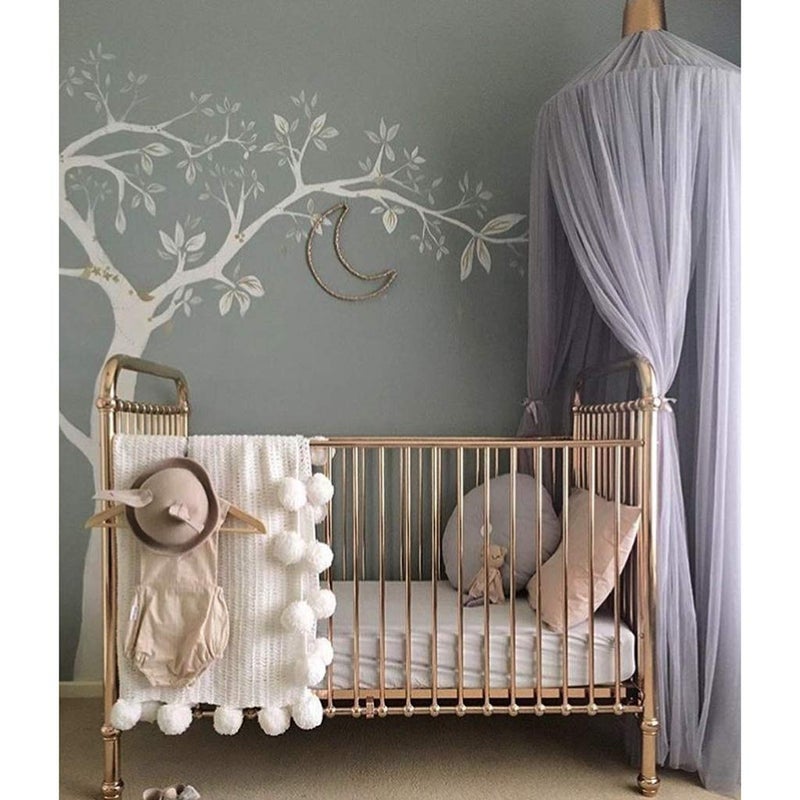 OldPAPA Bed Canopy for girls - Princess Bed Canopy Mosquito Net Nursery Play Room Decor Dome Premium Yarn Netting Curtains Baby Game Dream Castle, Grey - Image 2
