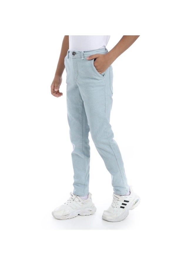 Andora Fly Zipper Button Closure Gabardine Boys Pants _ Greyish Blue - Image 5