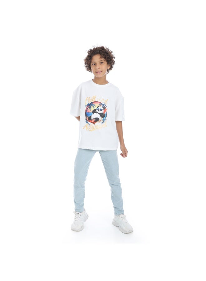 Andora Fly Zipper Button Closure Gabardine Boys Pants _ Greyish Blue - Image 2