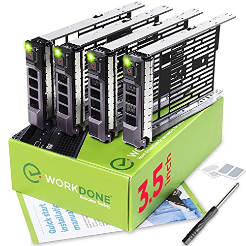 WORKDONE 4-Pack - 3.5 inch Hard Drive Caddy - Compatible for Dell PowerEdge Selected 11-13th Gen. Servers - with Detailed Installation Manual - Sled Front Sticker Labels - Screwdriver - Image 1