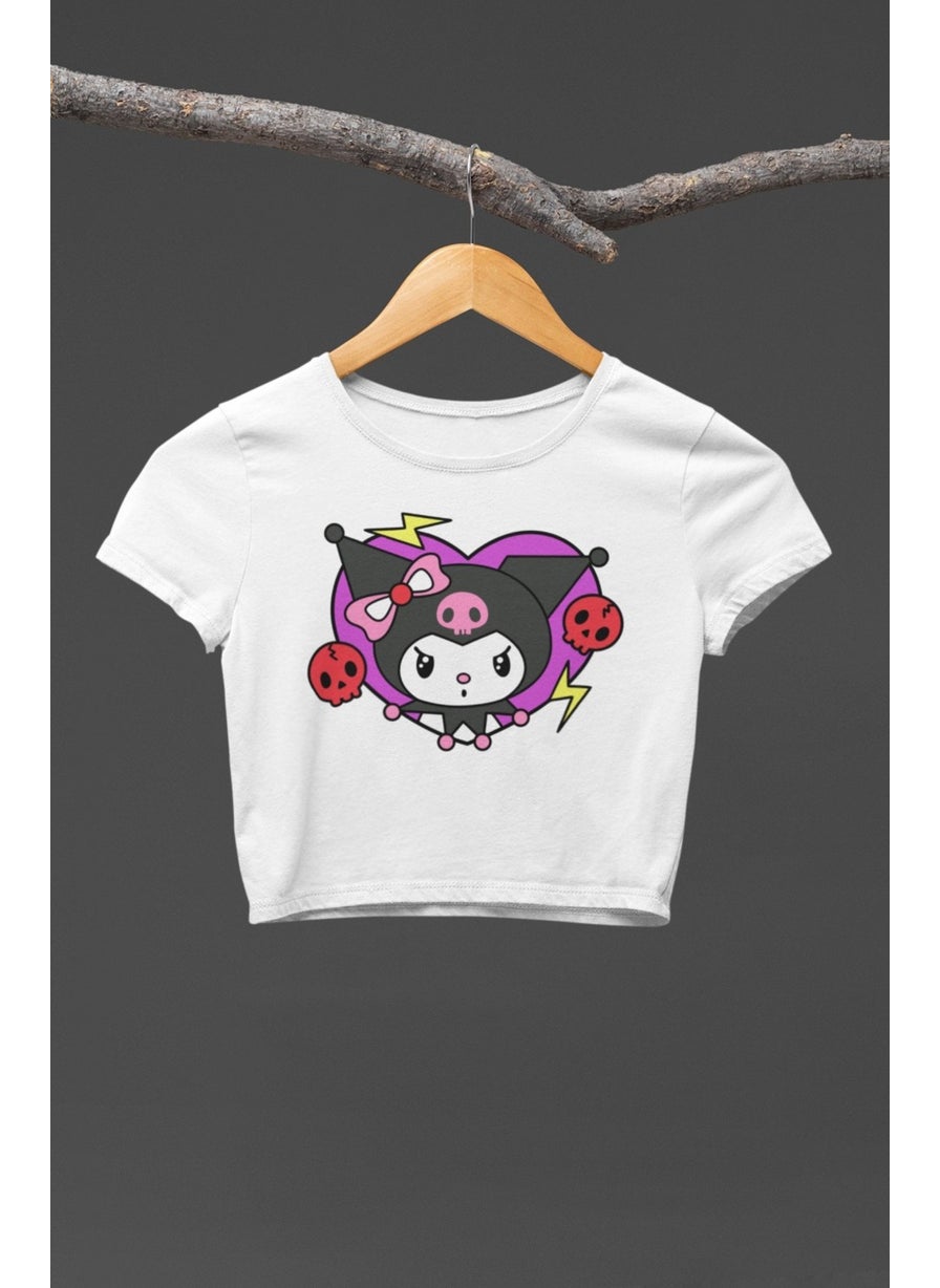 Fuddy Moda - Fuddy Fashion Cute Kuromi Printed Girls Crop Top, Kuromi Printed Kids Crop Blouse - Image 1