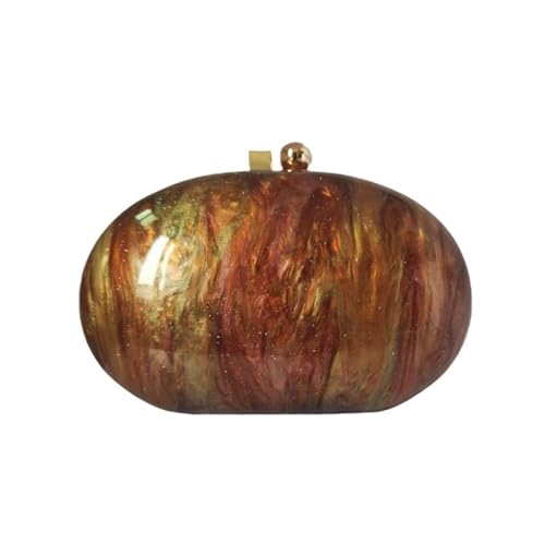 GSYPS Acrylic Evening Clutch Bag for Women Shell Shape Shoulder Crossbody Bag Glitter Marble Purse Handbag Coffee - Image 1