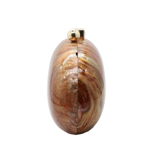 GSYPS Acrylic Evening Clutch Bag for Women Shell Shape Shoulder Crossbody Bag Glitter Marble Purse Handbag Coffee - Image 4