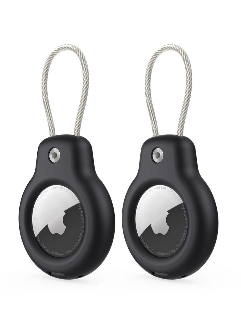 Compatible with Apple AirTag Secure Holder with Wire Cable, 2 Pack Air Tag Lock Case Keychain Key Ring Key Chain Luggage tag for Keys, Luggage More Men Women's Keyrings - Image 1