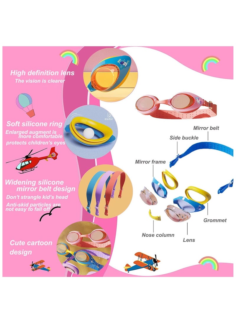 Jorunb - Swimming Hats for Kids, Kids Swimming Cap with Swim Goggles, Silicone Cartoon Girls Swim Cap Boys Bathing Caps for Kids, Waterproof Tear-resistance Durable for Children, Age 3-15 (blue) - Image 1
