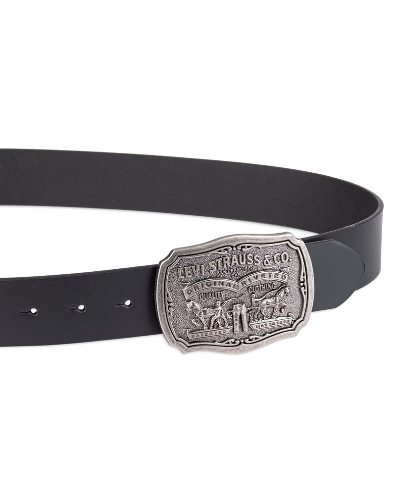 Levi's Men's Leather Belt With Antiqued Buckle,Black,36 - Image 3