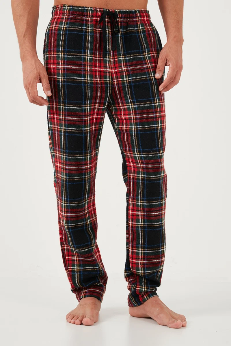 بوراتي Cotton Regular Fit Plaid Elastic Waist Pajama Bottoms Men's Pajama Bottoms 611PT00154
