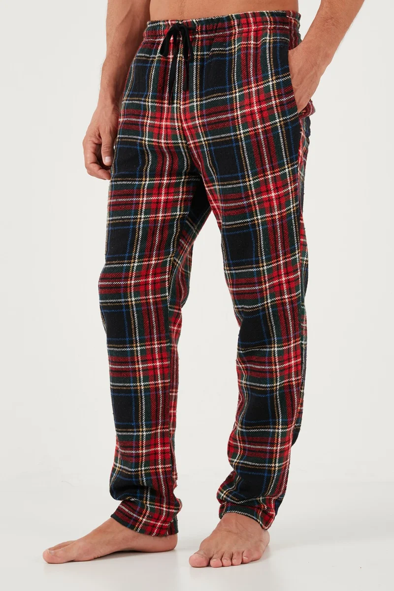 بوراتي Cotton Regular Fit Plaid Elastic Waist Pajama Bottoms Men's Pajama Bottoms 611PT00154