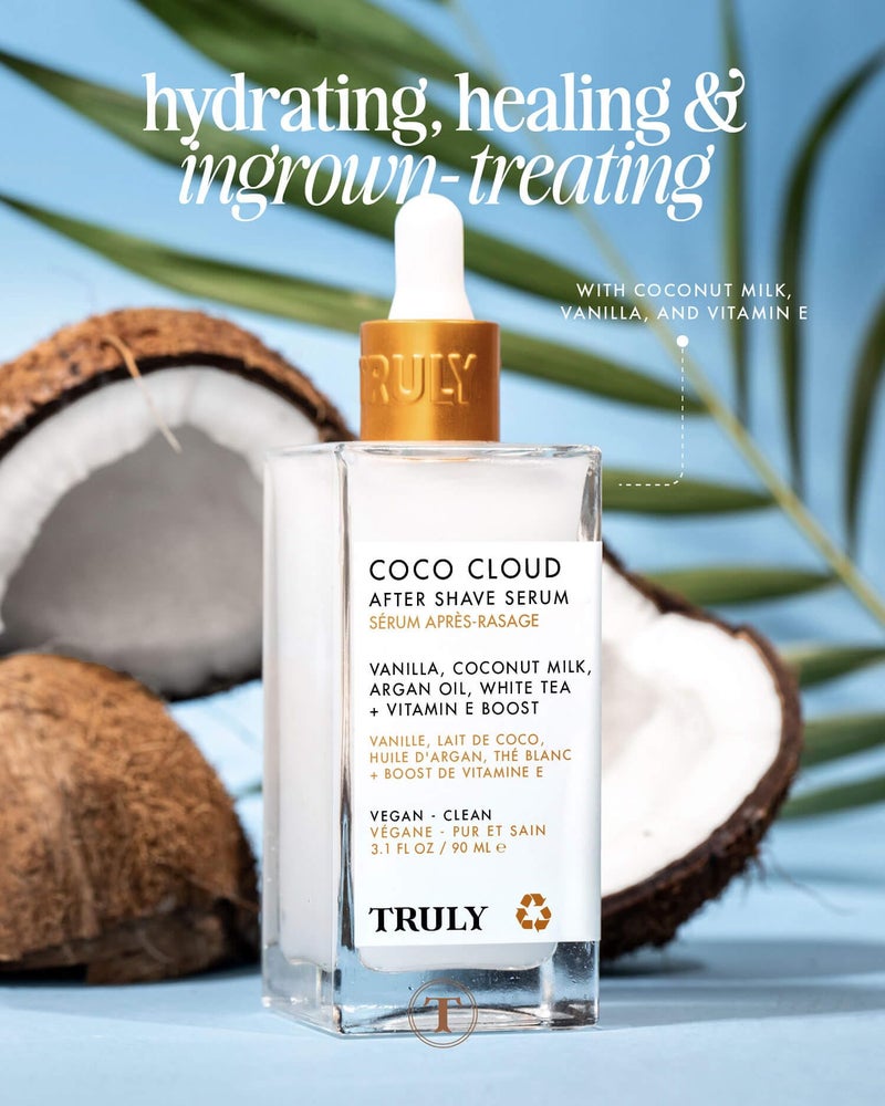 Truly Beauty Coco Cloud After Shave Serum | Hydrating Post-Shave Treatment with Coconut, Vanilla & Argan Oil | Soothes Razor Burn, Redness & Ingrowns | Calming, Glow-Boosting Serum | Jumbo Size - Image 2