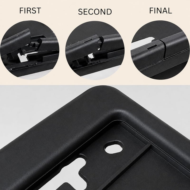 ETAVA Car License Plate Frame (Car Number Plate) Holder for Dubai Emirates 2-Piece Set, Long Black Design (53cm & 13cm). - Image 4