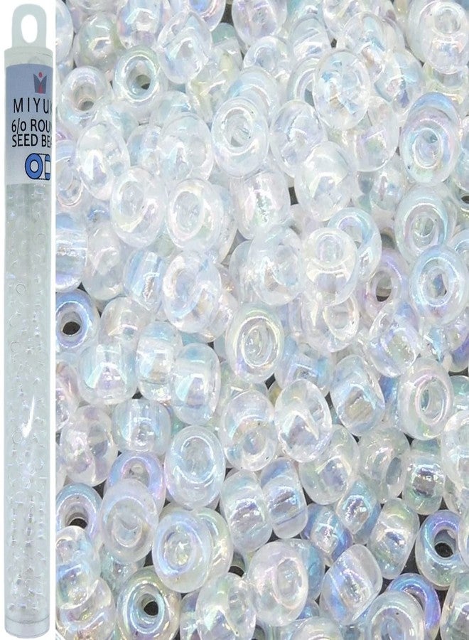 Miyuki Round Seed Bead Size 6/0 20g-tube Crystal Ab (Rainbow) - Image 1