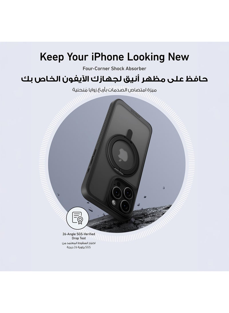 Ultra Magnetic for iPhone 16 Pro Case with Sturdy 360° Ring Stand, Military-Grade Shockproof iPhone 16 Pro Kickstand Compatible with MagSafe,Black - Image 5