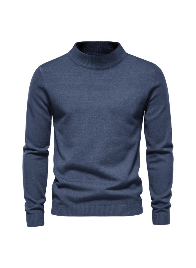 Soft Mid Neck Pullover Men Casual Solid Color Winter Warm Men's Sweater High Quality Pullover Sweater For Men - Image 1
