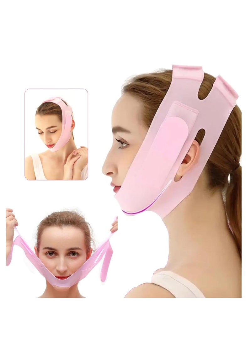 قناع وجه من السيليكون على شكل حرف V ، حزام شد الوجه، قناع تنحيف الوجه للخد والذقن، قناع شد الذقن المزدوج للنساء والرجال لشد البشرة (قناع S V)، قطعة واحدة - Image 1