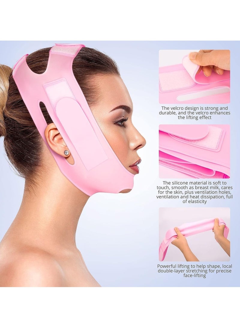 قناع وجه من السيليكون على شكل حرف V ، حزام شد الوجه، قناع تنحيف الوجه للخد والذقن، قناع شد الذقن المزدوج للنساء والرجال لشد البشرة (قناع S V)، قطعة واحدة - Image 5