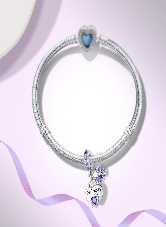 ChenYuTe 925 Sterling Silver Birthstone Bracelet Charm - Unique Heart Shaped Design, Fits most Europe Pandora Bracelets and Necklaces, women's DIY holiday Gifts - Image 2