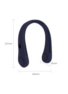 HaveDream LED Digital Display Neck Hanging Fan, Outdoor Sports Student USB Bladeless Turbine Silent High Wind Power Mini Fan-Dark Blue  - Image 5