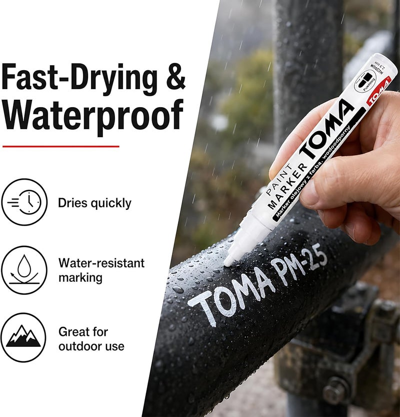SolaDirect Universal Waterproof Permanent Paint Pen Oil Marker for Car Tyres, Arts & Crafts (White) Budget friendly trendy design - Image 5