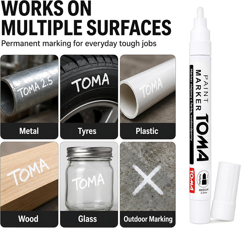 SolaDirect Universal Waterproof Permanent Paint Pen Oil Marker for Car Tyres, Arts & Crafts (White) Budget friendly trendy design - Image 4