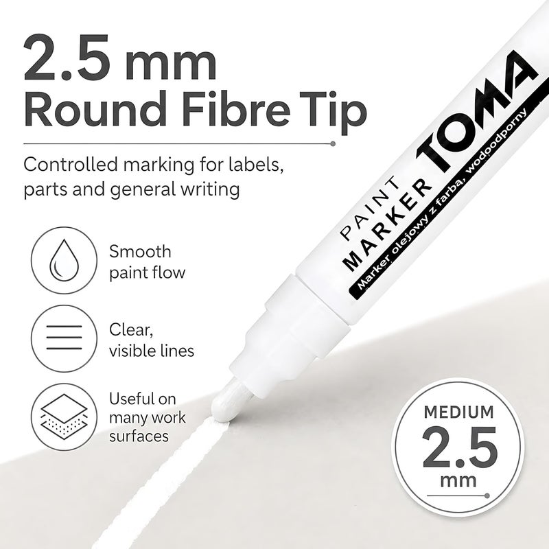 SolaDirect Universal Waterproof Permanent Paint Pen Oil Marker for Car Tyres, Arts & Crafts (White) Budget friendly trendy design - Image 3