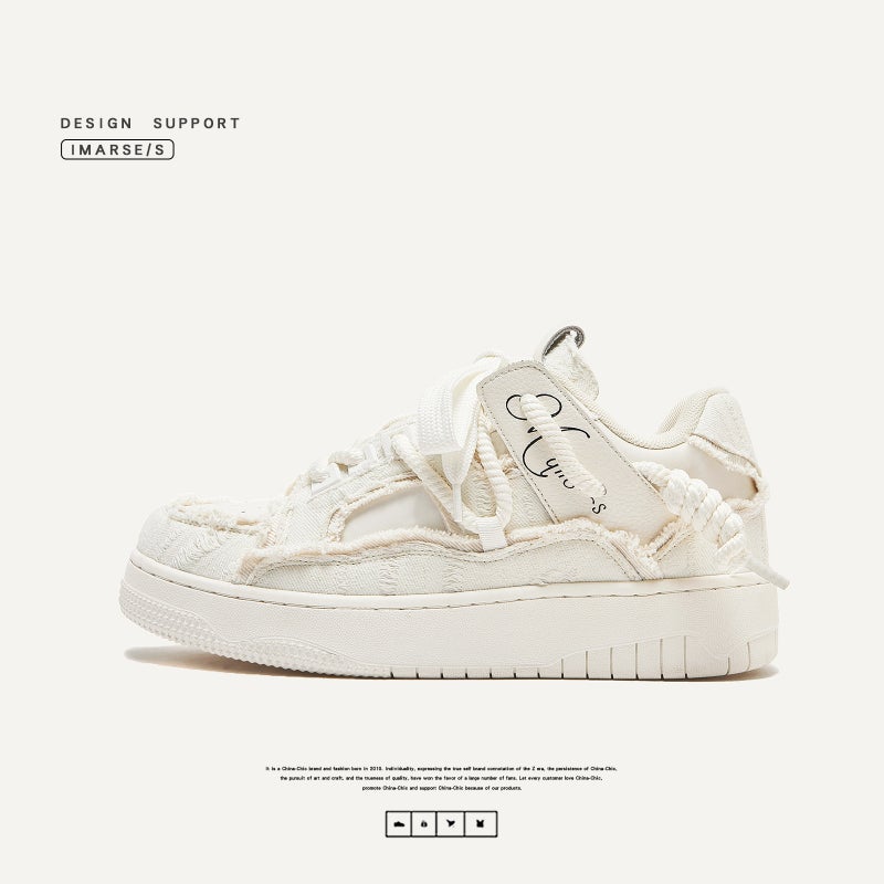 Guangzhou Shoes Destruction Aesthetic Series Thick-soled Elevated Board Shoes Men''s Shoes Trendy Shoes Men''s and Women''s Couple Shoes White Shoes - Image 2